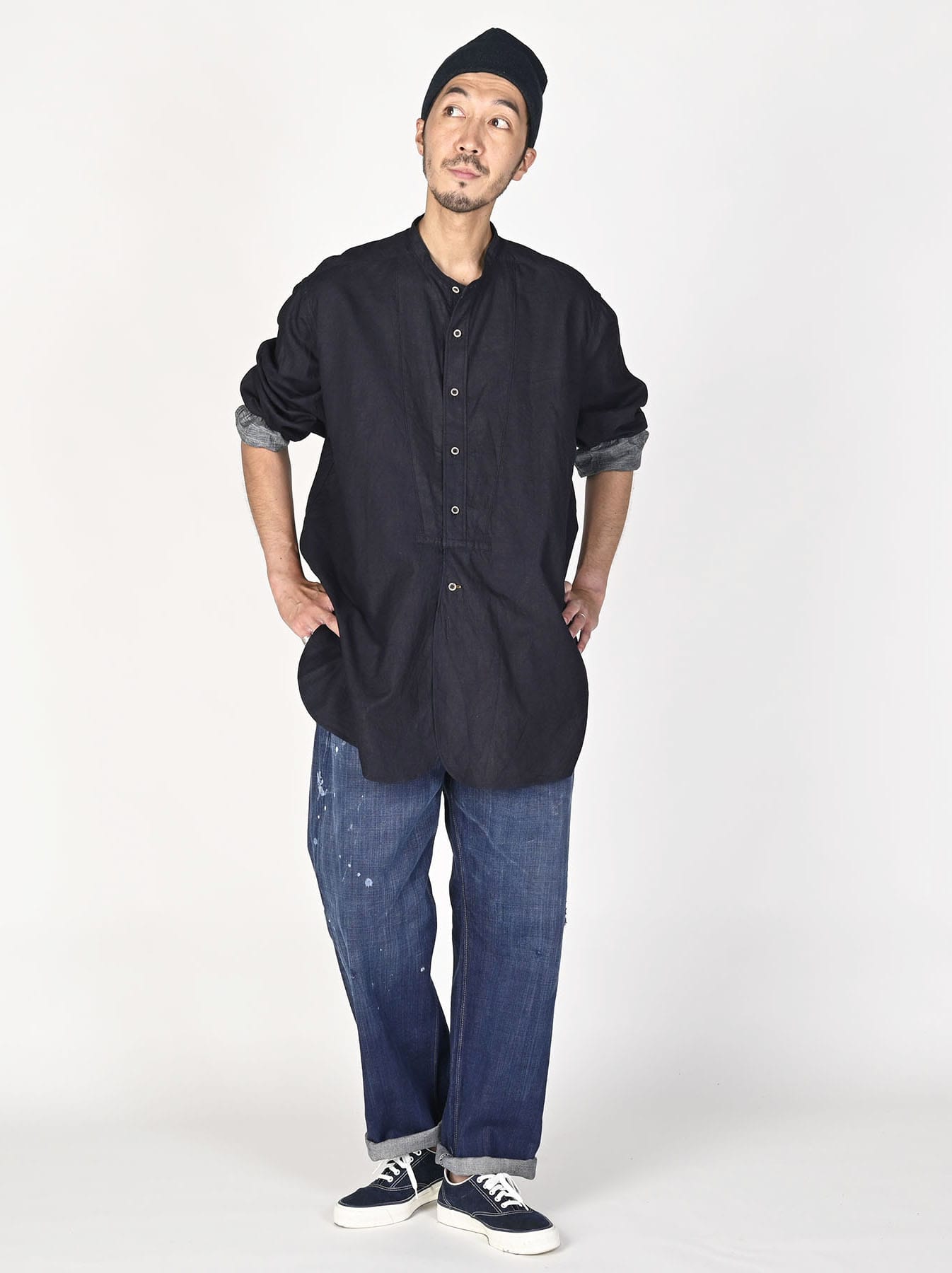 平×ガーゼの908ビッグーグーシャツ（インディゴ・サイズ3・4）