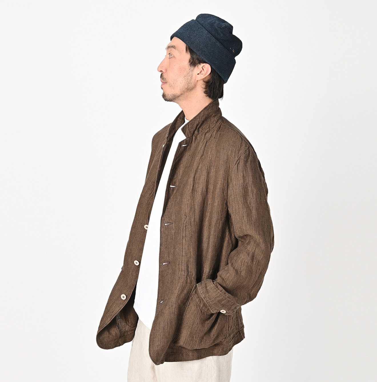 【美品】45R リネンざっくりニットのジャケット