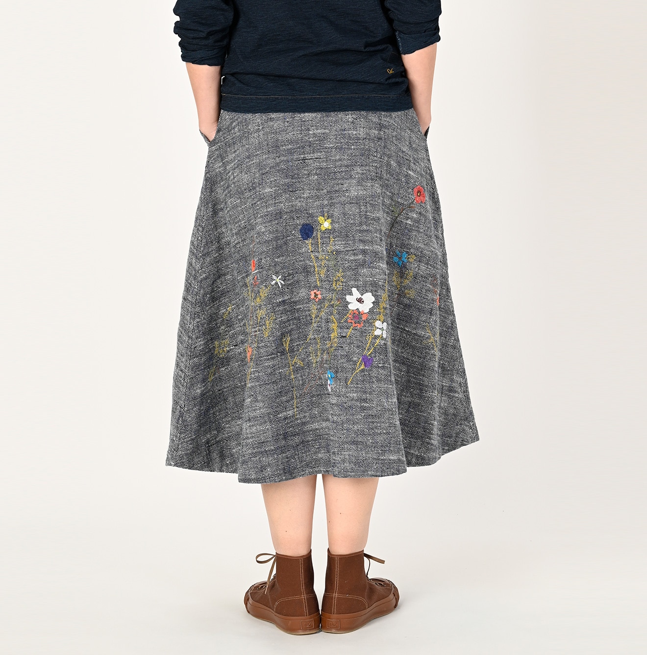45R綿麻ツイードのスカート（インディゴ）: WOMEN｜45R