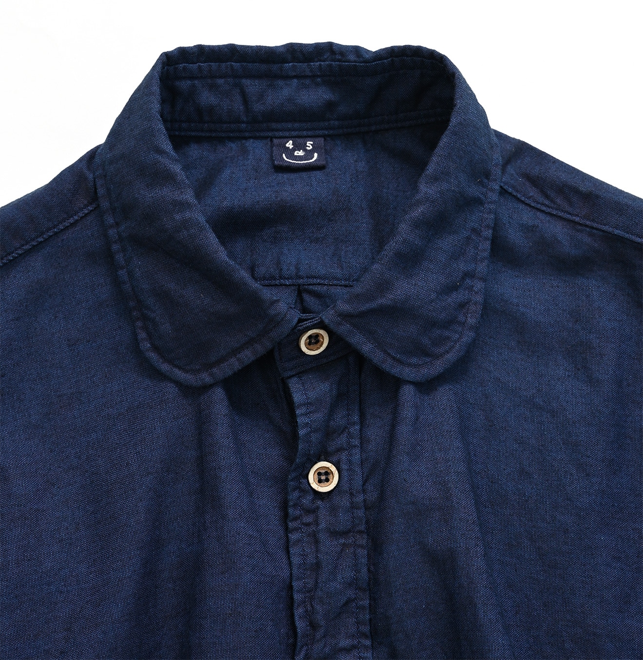 45R 薄オックスのローファーレースアニーシャツ（インディゴ）-