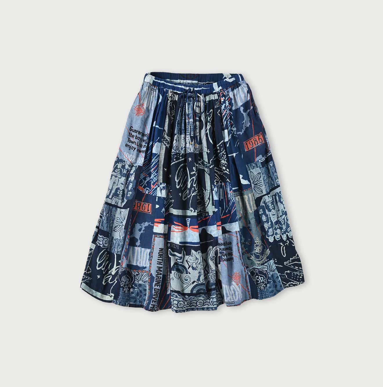 45Rバンダナパッチワークのスカート（再び・インディゴ）: WOMEN｜45R