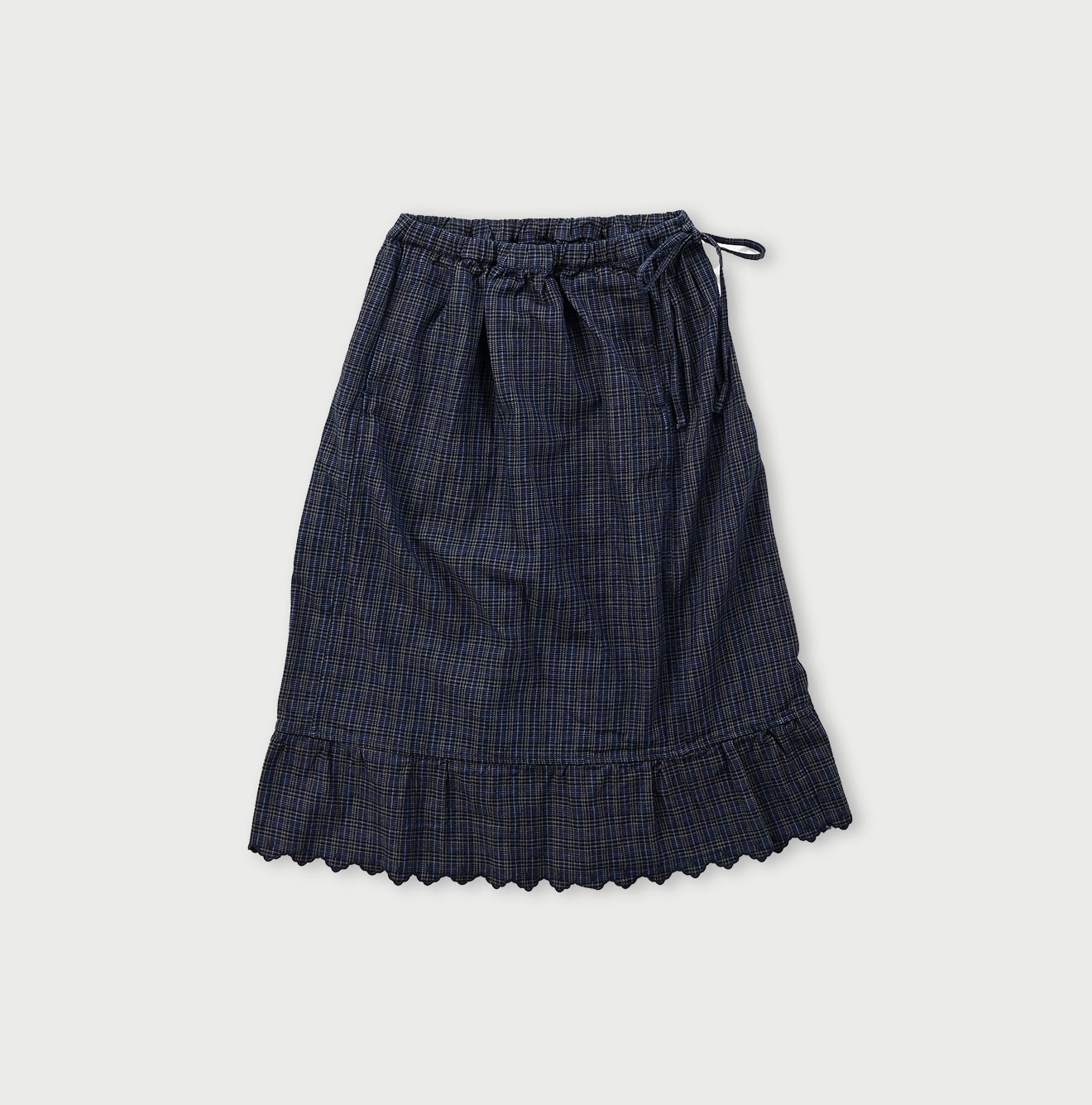 美品 45R インディゴギマツイード刺繍スカート 3 日本製 45rpm-